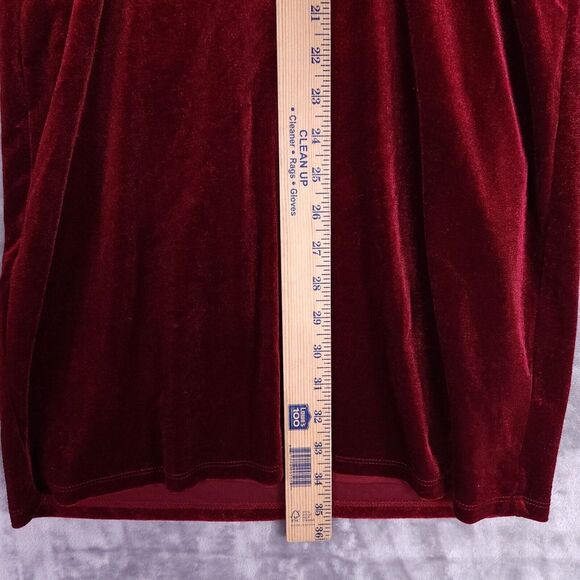 Gianni Bini Womens Short Dress L Burgundy Velvet Deep VNeck Dolman Sleeve Goth - Picture 10 of 11